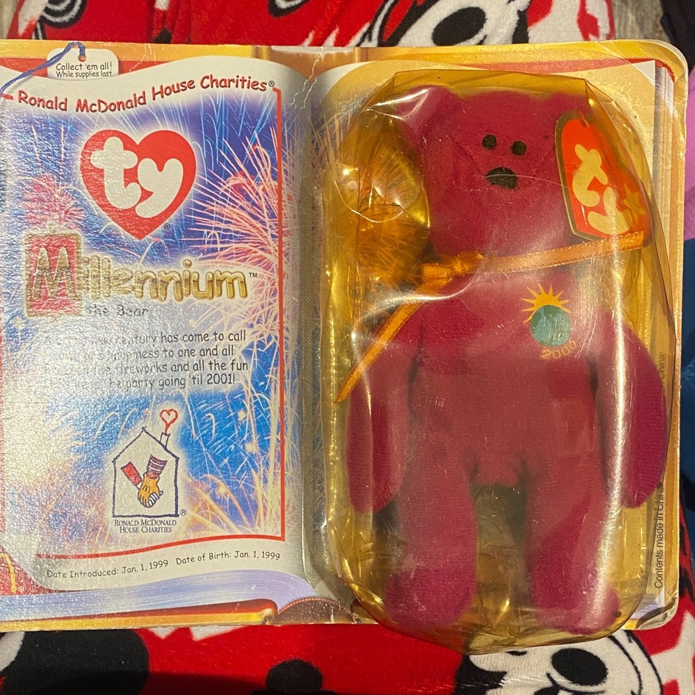 Ty Millennium Bear - Burgundy Plush Toy
